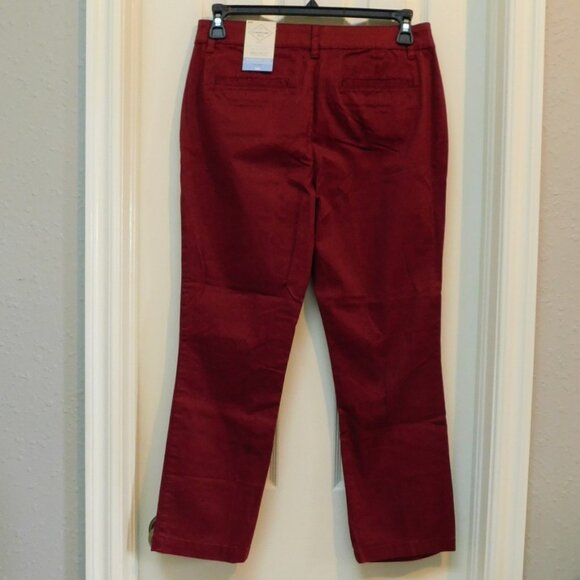 ST. JOHN’S BAY Secretly Slender Womens Straight Fit Pant Red Burgundy 8PS - Picture 2 of 7